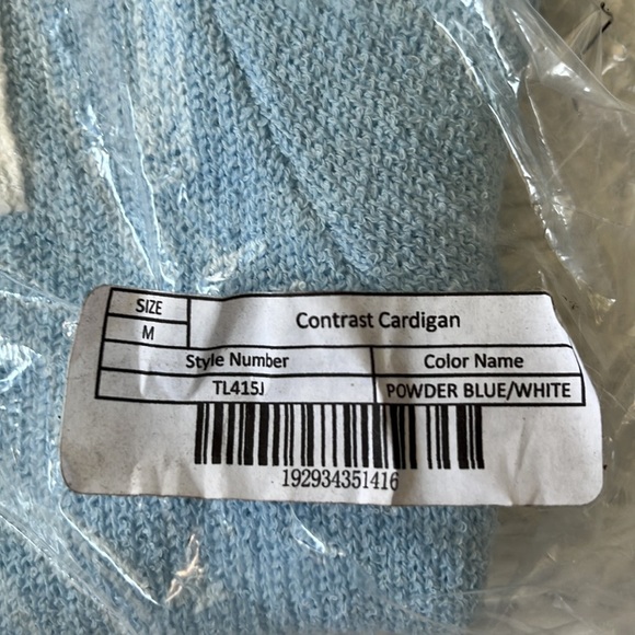 NEW ENGLISH FACTORY CONTRAST CARDIGAN IN POWDER BLUE/WHITE NWT MEDIUM - Picture 4 of 11